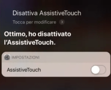 come togliere AssisitiveTouch su iPhone