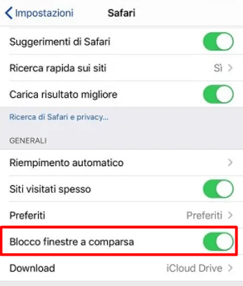 come togliere il blocco pop up 