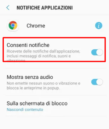 come togliere notifiche chrome 